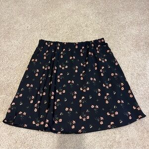 NWT Hollister Black Mini Skirt with Pink Floral Design Size M